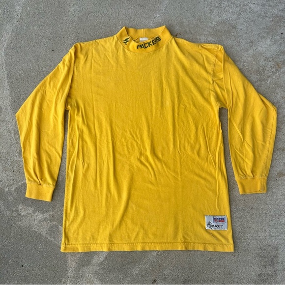 NFL Maxit Green Bay Packers Yellow Long Sleeve Tee Embroidered Logo - Picture 9 of 9